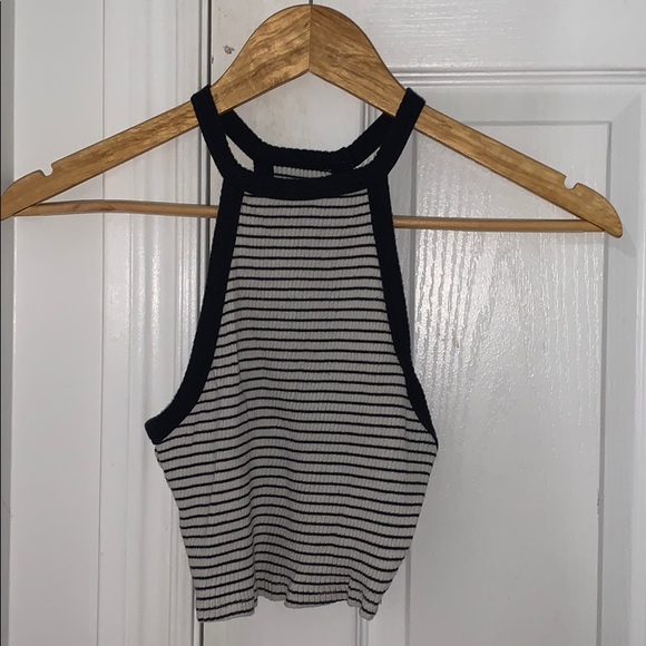 Black and white striped holler top copped tank top - Picture 3 of 3